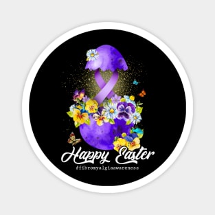 Happy Easter Fibromyalgia Awareness Purple Ribbon Magnet